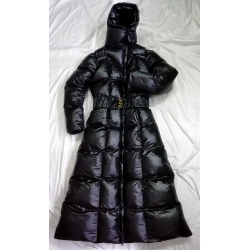 New wet look shiny nylon down dress winter coat bespoke DR2082